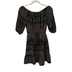 Everly Womens SM Black Lined Rayon Dress Short Sleeve On/Off Shoulder Ruffles